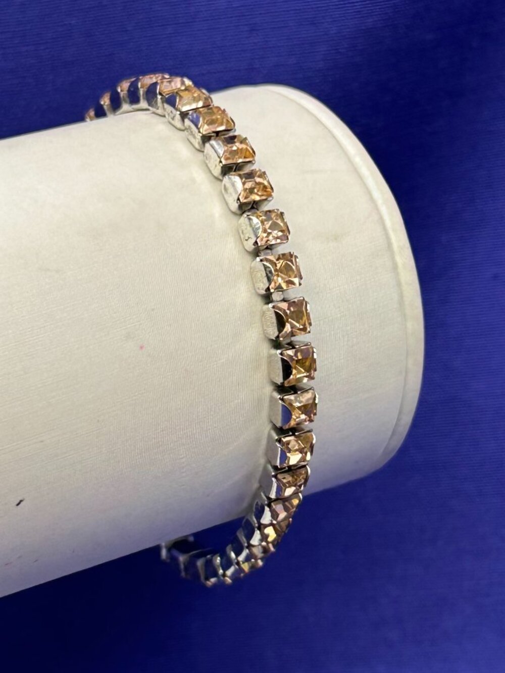 Swarovski Pale Pink/Champagne Color Crystal Tennis Bracelet